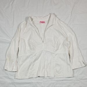 Pinup Couture White Top with Pink Label